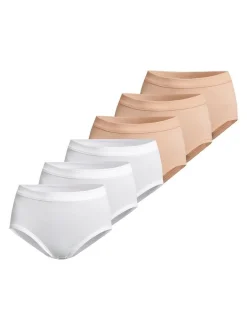 con-ta Damen Taillen Slip - 6er Pack Feinripp in beige