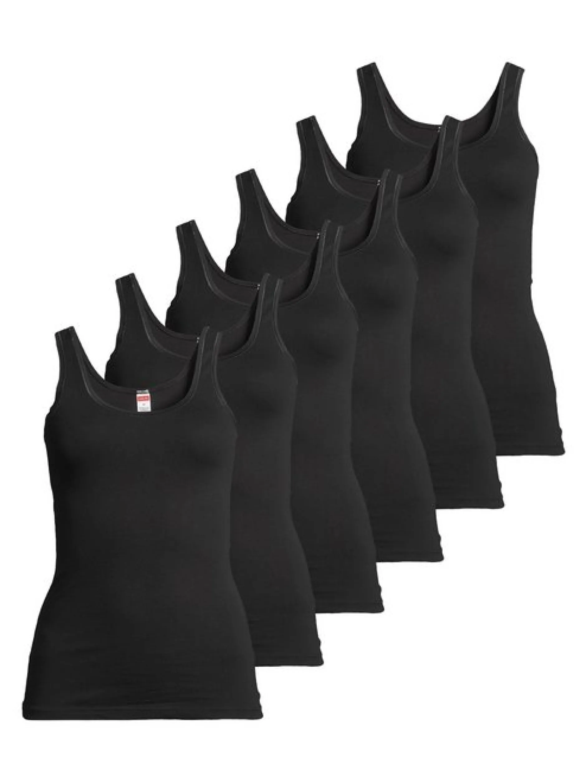 con-ta Damen Unterhemd - 6er Pack Feinripp in schwarz