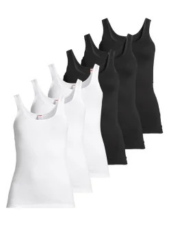 con-ta Damen Unterhemd - 6er Pack Feinripp in mehrfarbig