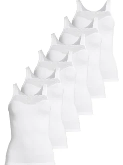 con-ta Damen Unterhemd - 6er Pack Modal in weiß