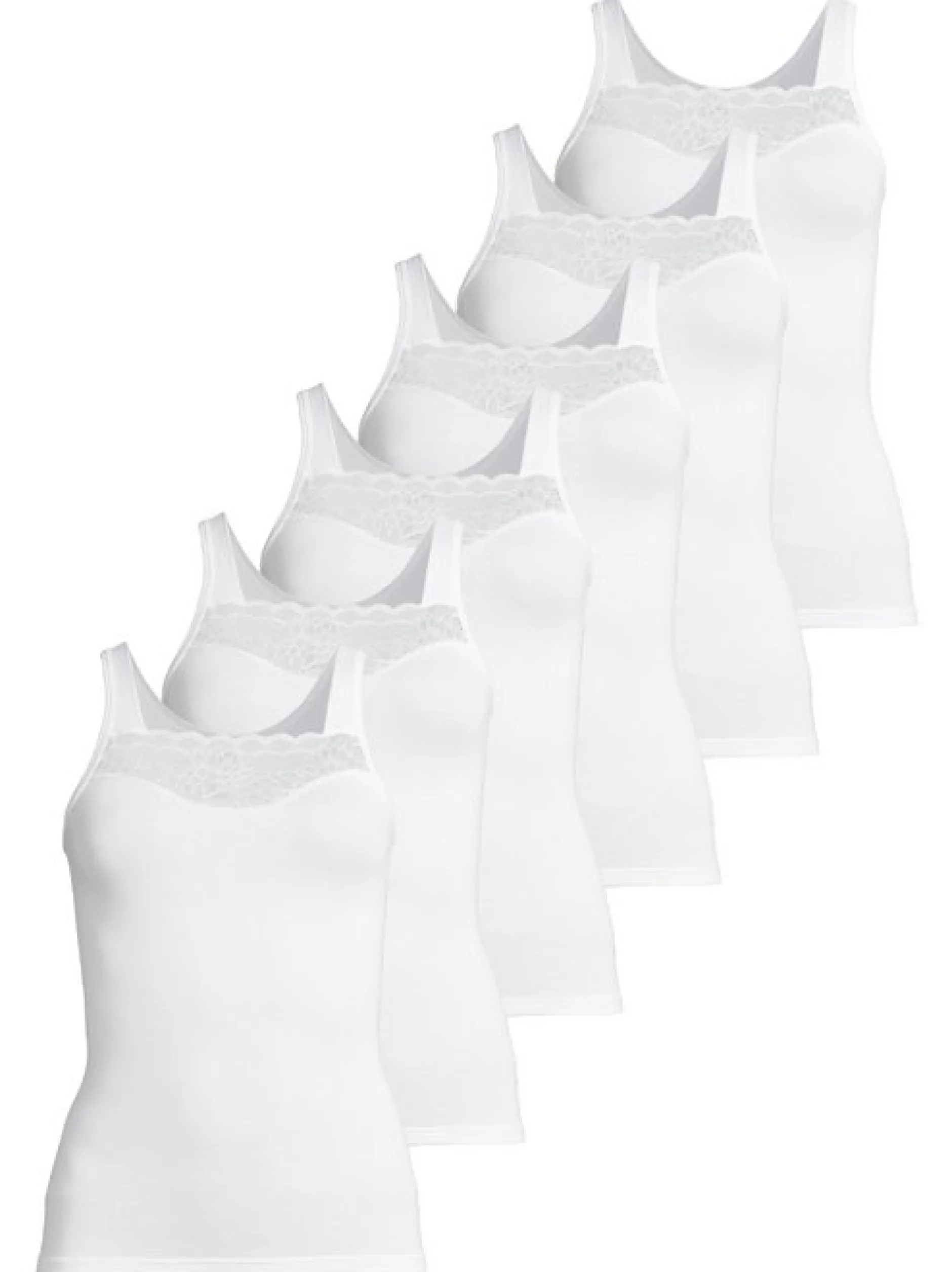 con-ta Damen Unterhemd - 6er Pack Modal in weiß