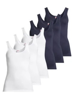 con-ta Damen Unterhemd - 6er Pack Feinripp in blau