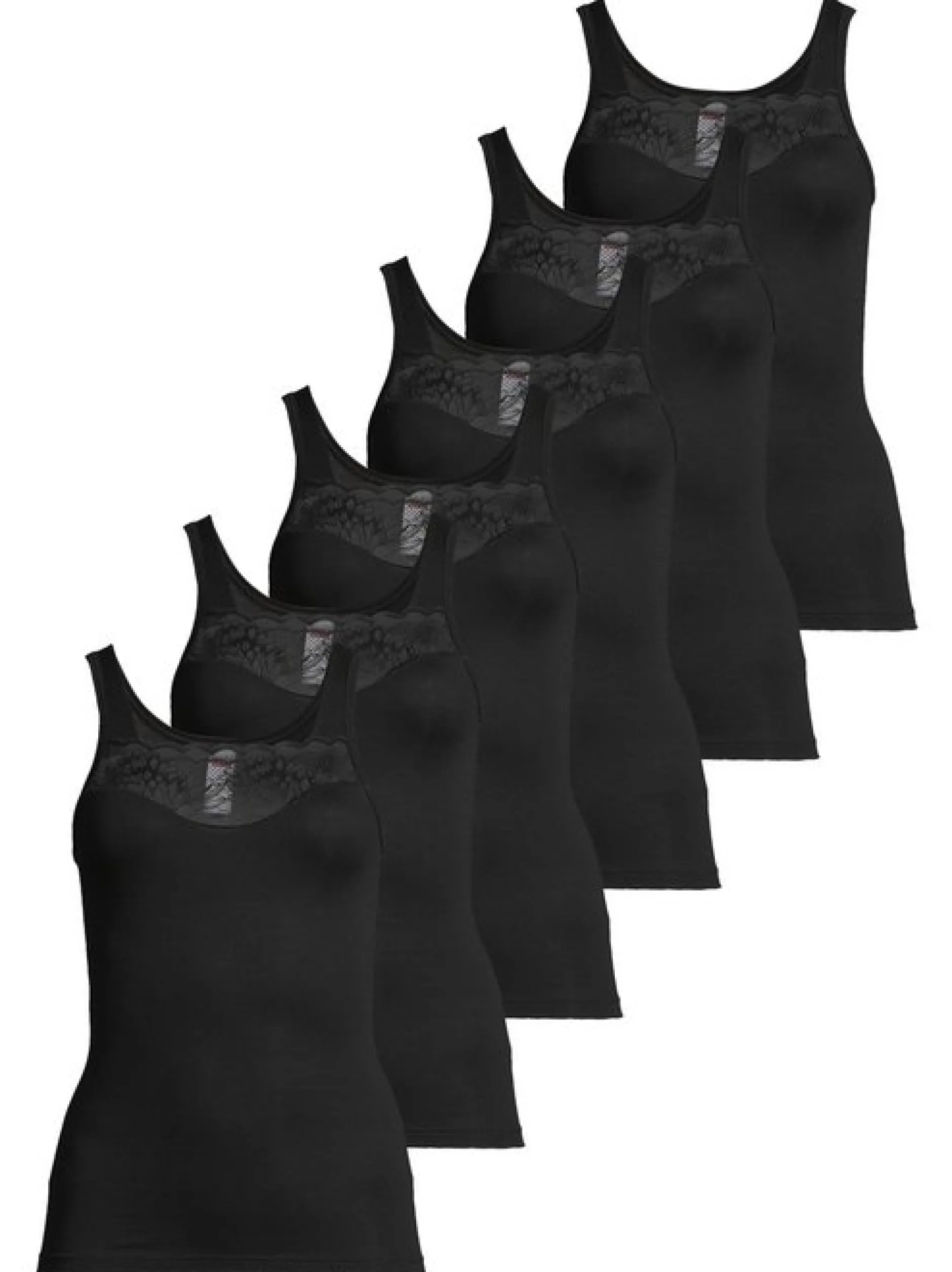 con-ta Damen Unterhemd - 6er Pack Modal in schwarz