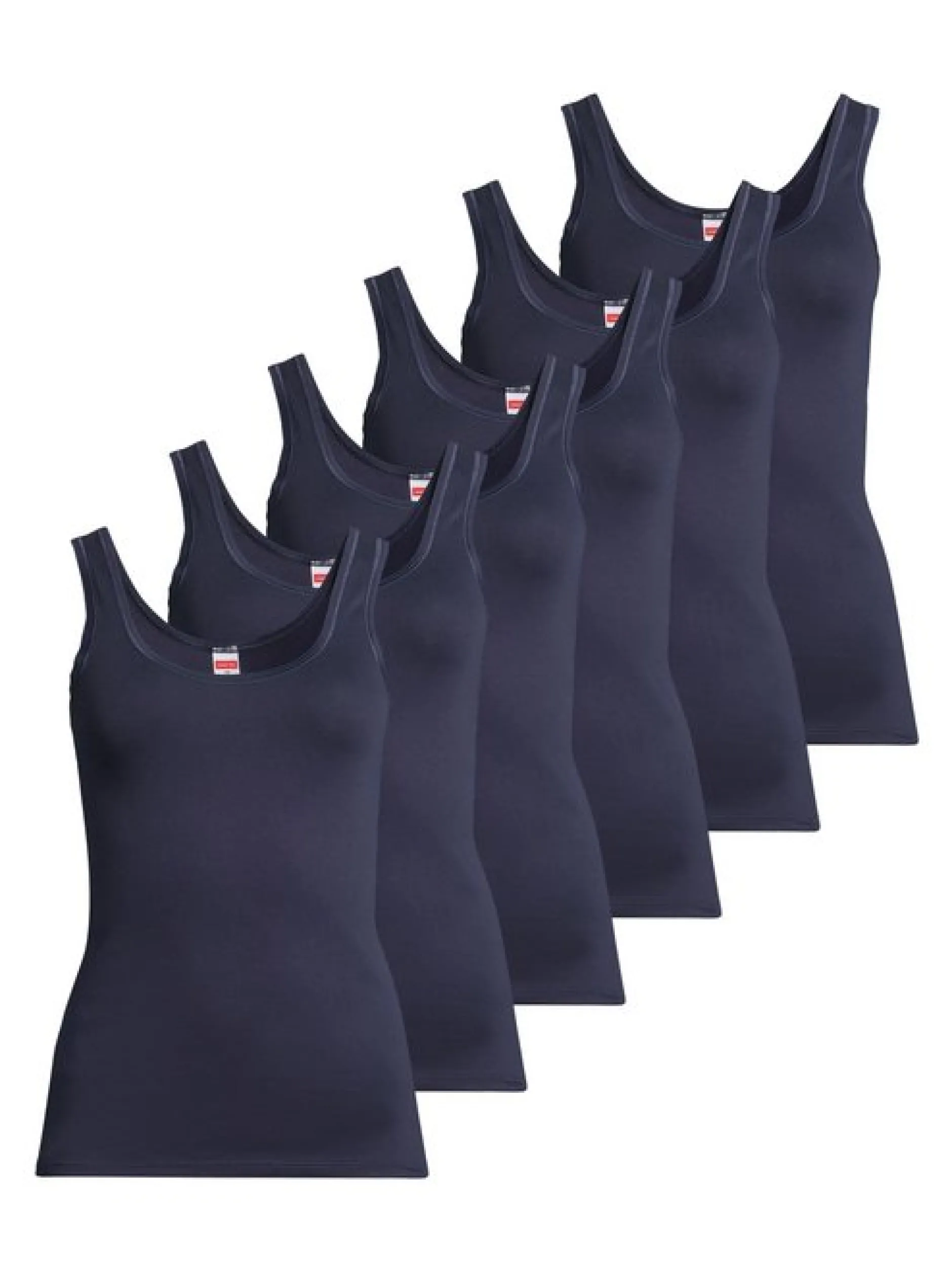 con-ta Damen Unterhemd - 6er Pack Feinripp in blau