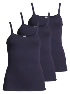 con-ta Damen Unterhemd - 3er Pack Feinripp in blau