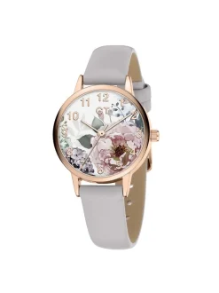 Cool Time Mädchen Armbanduhr - The Cool Rose Flower Power in grau