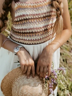 Cool Time Mädchen Armbanduhr - The Cool Rose Flower Power in grau