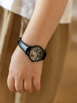 Cool Time Mädchen Armbanduhr - The Cool Rose Flower Power in schwarz