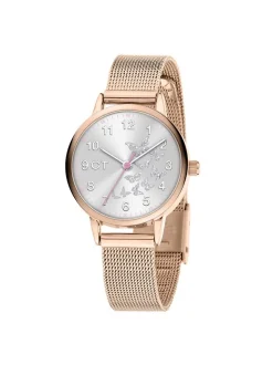 Cool Time Mädchen Armbanduhr - The Cool Mesh Silver Butterfly in roségold