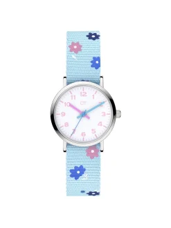 Cool Time Mädchen Armbanduhr - The Cool Flower Power in hellblau