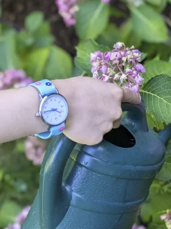Cool Time Mädchen Armbanduhr - The Cool Flower Power in hellblau