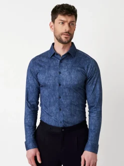 DESOTO Herren Hemd Casual Kent in blau - Ärmel: langarm