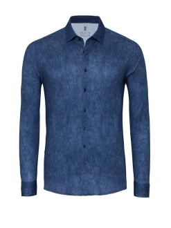DESOTO Herren Hemd Casual Kent in blau - Ärmel: langarm