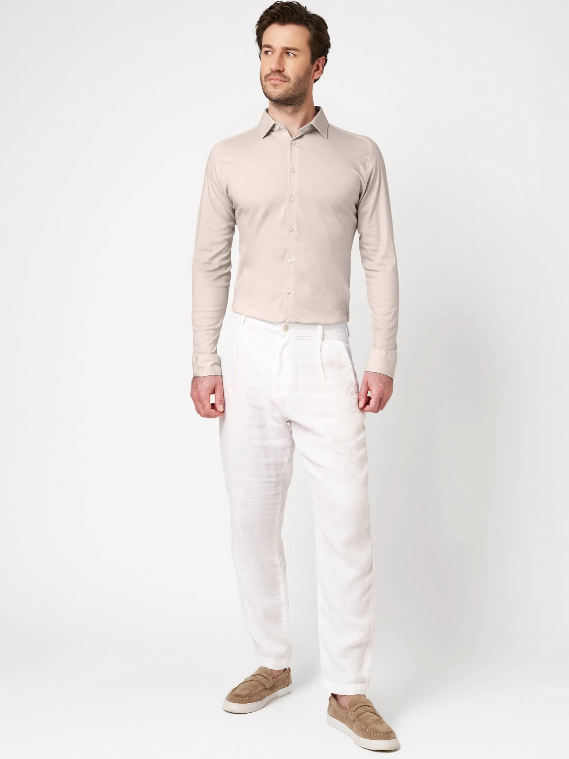 DESOTO Herren Jerseyhemd in beige - Ärmel: langarm