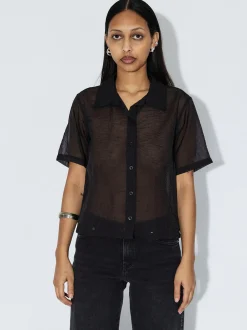 Dr. Denim Damen Hemdbluse – Hollow in schwarz