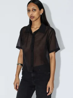 Dr. Denim Damen Hemdbluse – Hollow in schwarz