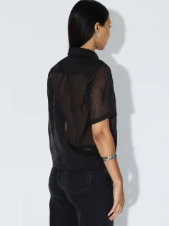 Dr. Denim Damen Hemdbluse – Hollow in schwarz