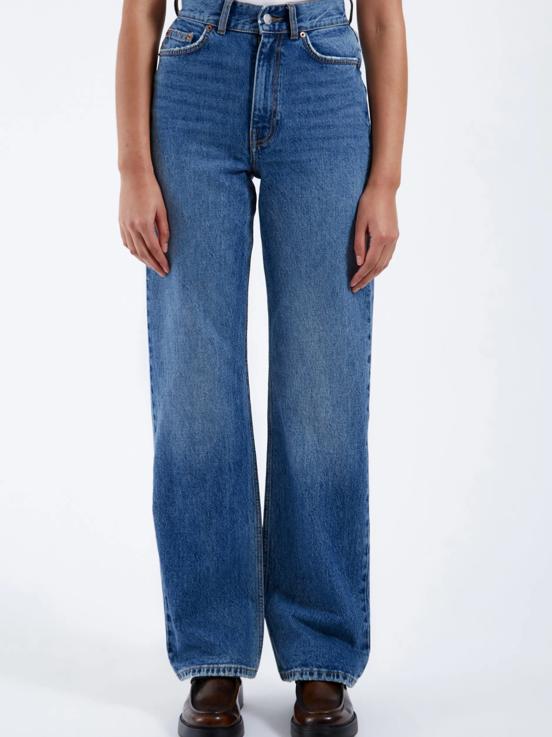 Dr. Denim Damen Jeans – Echo High Straight in medium stone