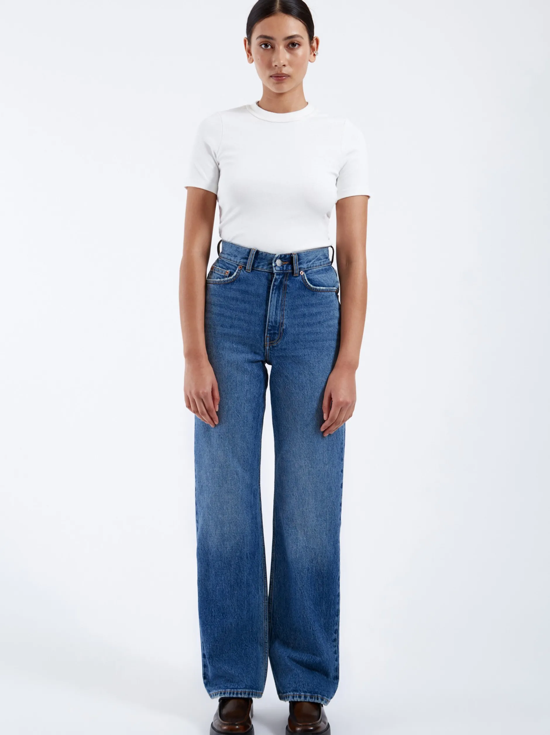 Dr. Denim Damen Jeans – Echo High Straight in medium stone