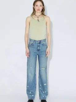 Dr. Denim Damen Jeans – Echo High Straight in light stone