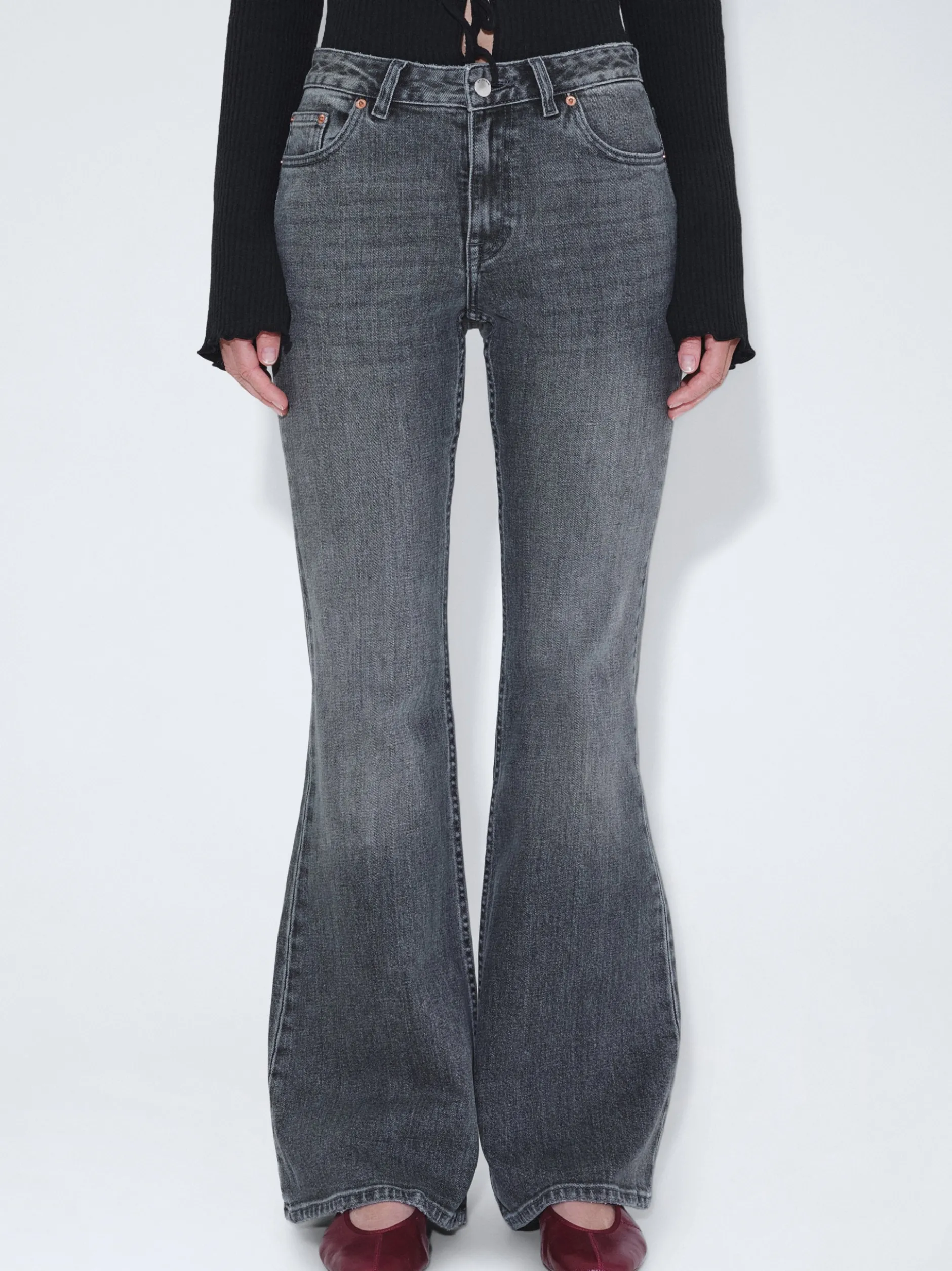 Dr. Denim Damen Jeans – Elba Mid Bootcut in grau
