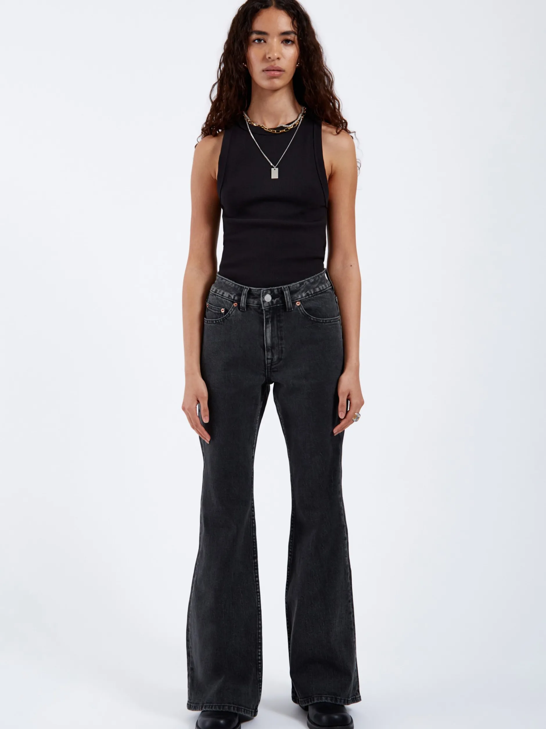 Dr. Denim Damen Jeans – Elba Mid Bootcut in schwarz
