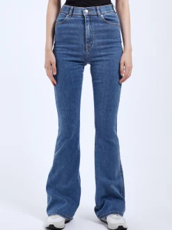 Dr. Denim Damen Jeans – Moxy High Flare in light stone
