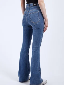Dr. Denim Damen Jeans – Moxy High Flare in light stone