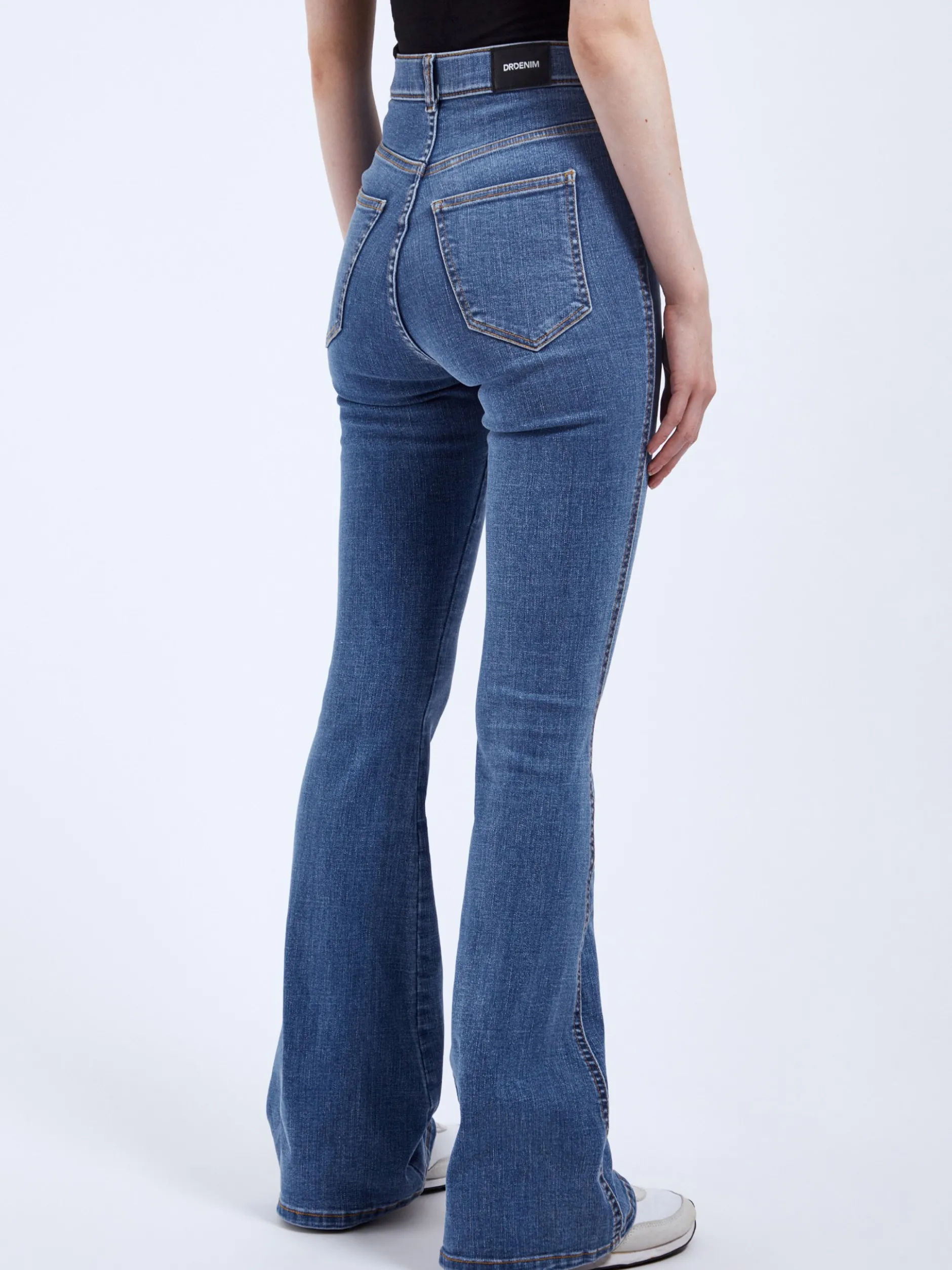 Dr. Denim Damen Jeans – Moxy High Flare in light stone