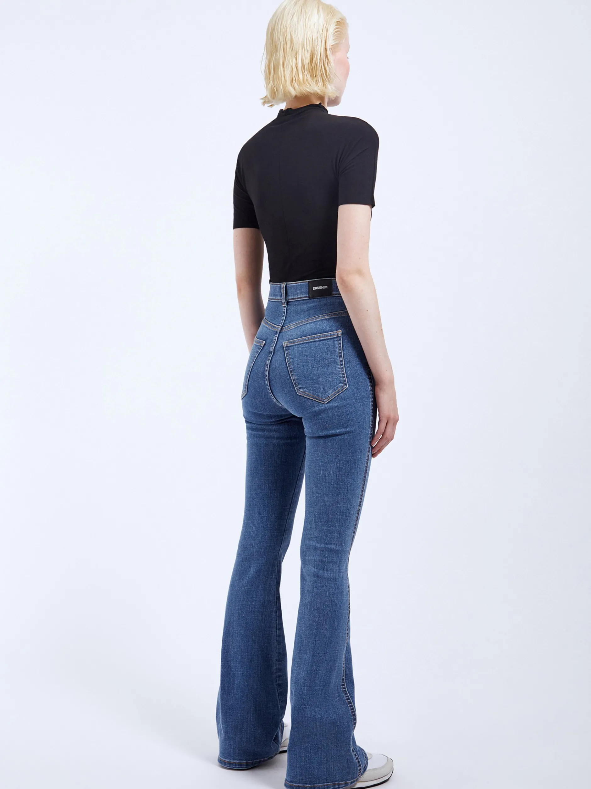 Dr. Denim Damen Jeans – Moxy High Flare in light stone