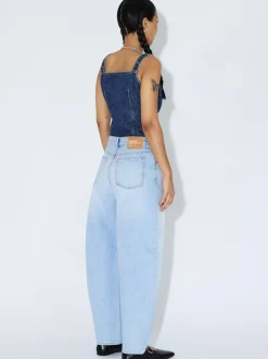 Dr. Denim Damen Jeans – Nanci Mid Barrel in bleached