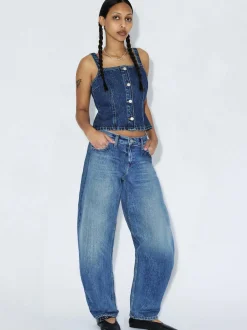 Dr. Denim Damen Jeans – Nanci Mid Barrel in medium stone