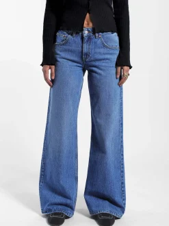 Dr. Denim Damen Jeans – Rhue Low Wide Jeans in medium stone