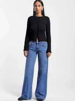 Dr. Denim Damen Jeans – Rhue Low Wide Jeans in medium stone