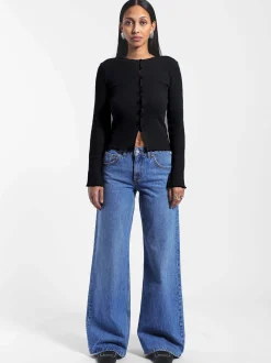 Dr. Denim Damen Jeans – Rhue Low Wide Jeans in medium stone