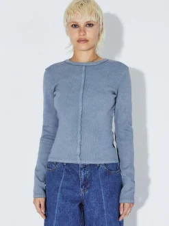 Dr. Denim Damen Langarmshirt – Stella Rib in blau