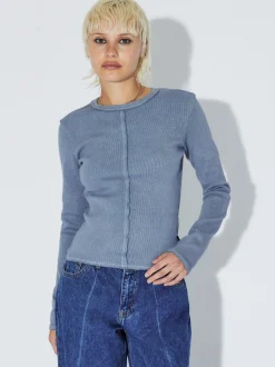 Dr. Denim Damen Langarmshirt – Stella Rib in blau