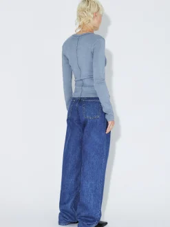 Dr. Denim Damen Langarmshirt – Stella Rib in blau