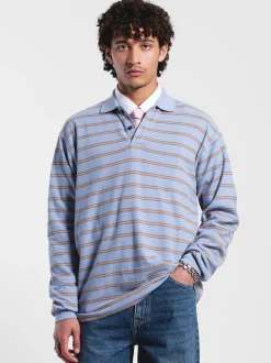 Dr. Denim Unisex Langarmshirt – Reno Polo in blau