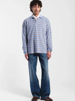 Dr. Denim Unisex Langarmshirt – Reno Polo in blau