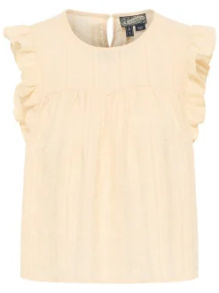 Dreimaster Damen Bluse in beige - Ausschnitt: Rundhals