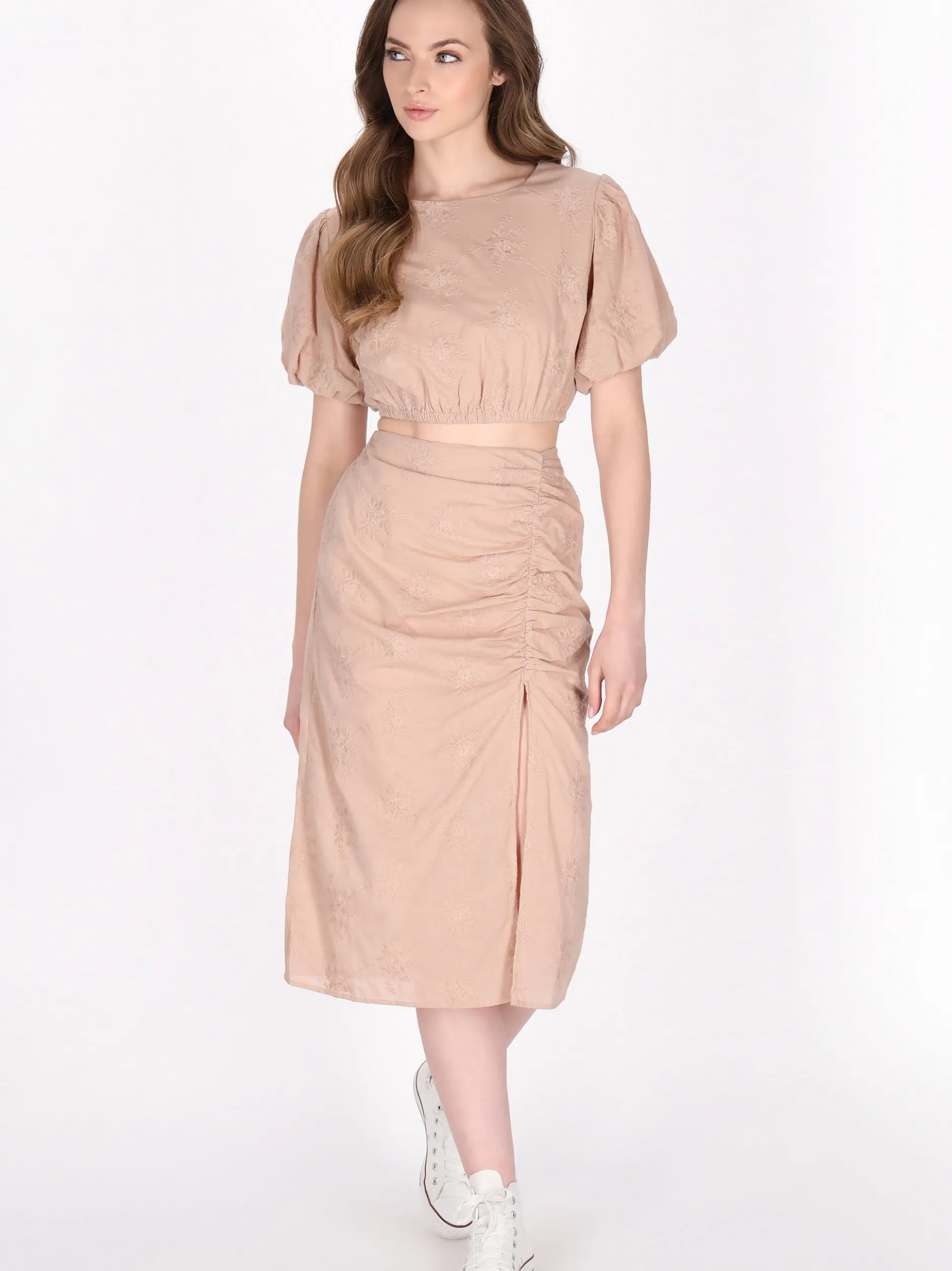 Dreimaster Damen Bluse in beige - Ausschnitt: Rundhals