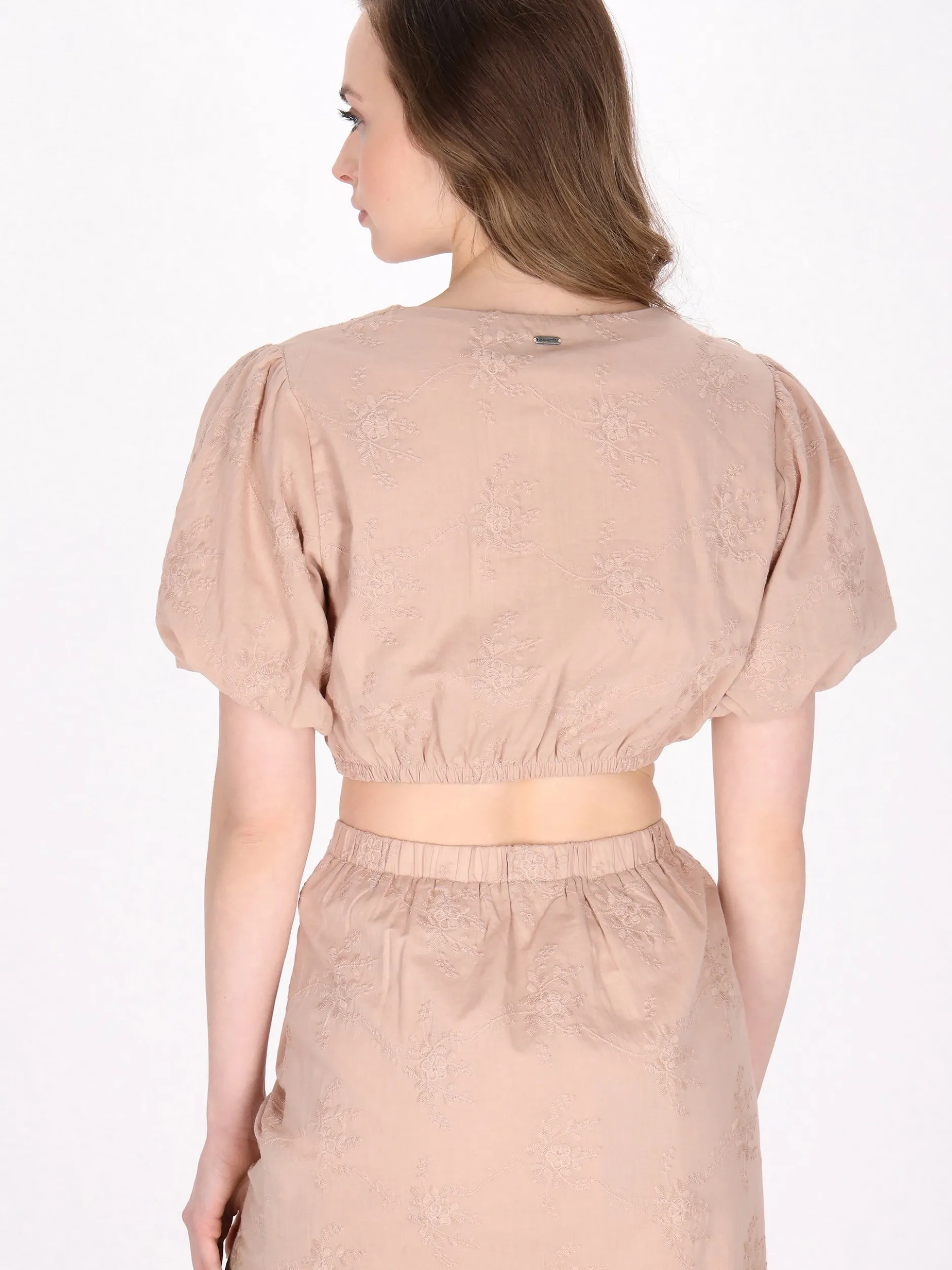 Dreimaster Damen Bluse in beige - Ausschnitt: Rundhals