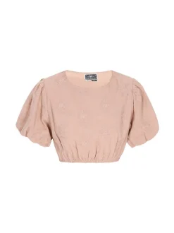Dreimaster Damen Bluse in beige - Ausschnitt: Rundhals