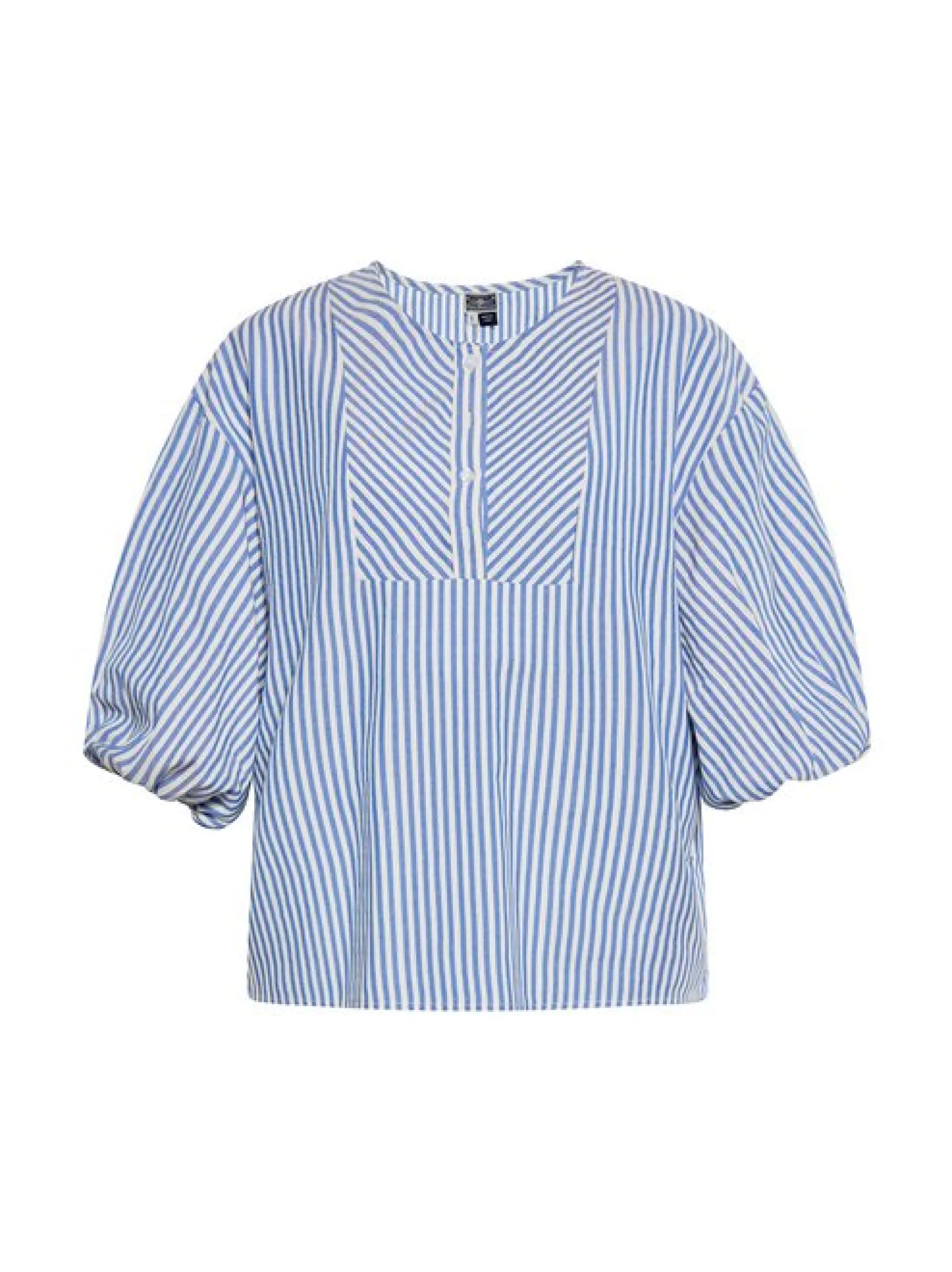 Dreimaster Damen Bluse in blau - Ausschnitt: Rundhals