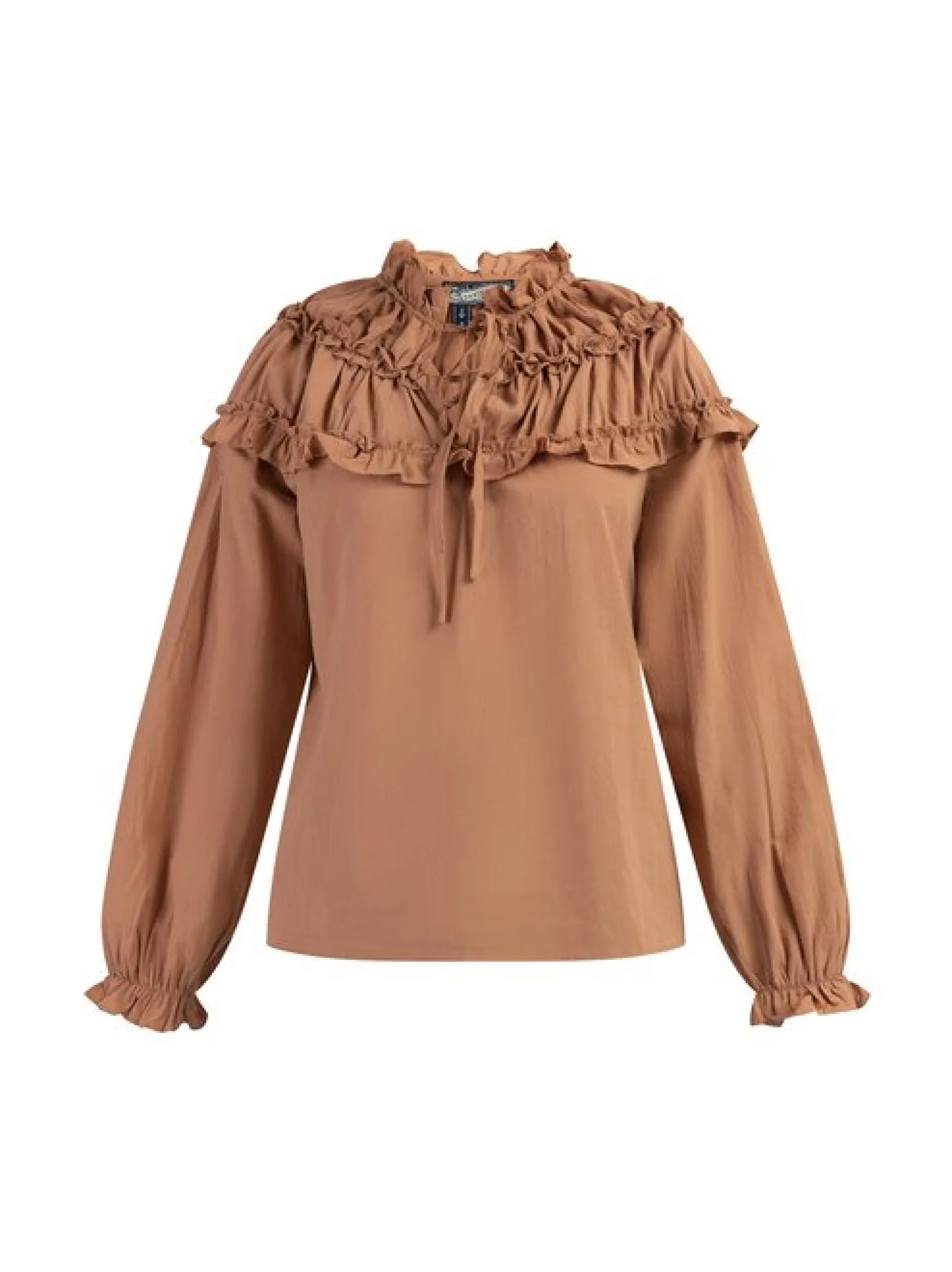 Dreimaster Damen Bluse in braun - Ausschnitt: Envelope