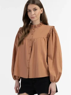 Dreimaster Damen Bluse in braun - Ausschnitt: Envelope