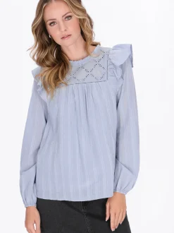 Dreimaster Damen Bluse in hellblau