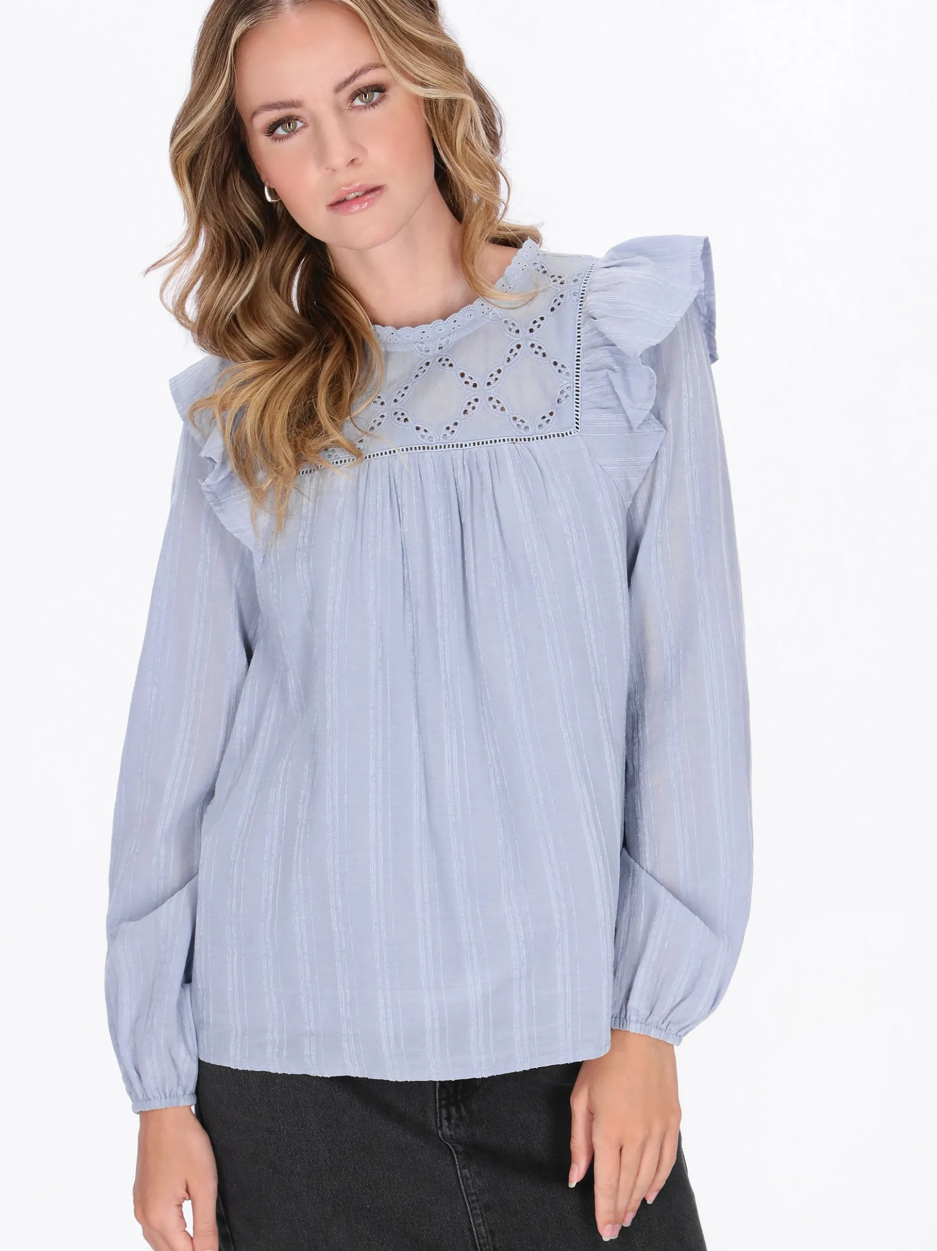 Dreimaster Damen Bluse in hellblau