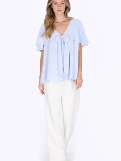 Dreimaster Damen Bluse in hellblau